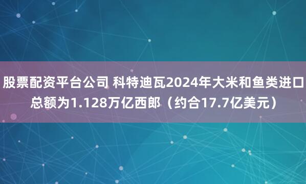 股票配资平台公司 科特迪瓦2024年大米和鱼类进口总额为1.128万亿西郎（约合17.7亿美元）