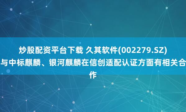 炒股配资平台下载 久其软件(002279.SZ)：与中标麒麟、银河麒麟在信创适配认证方面有相关合作