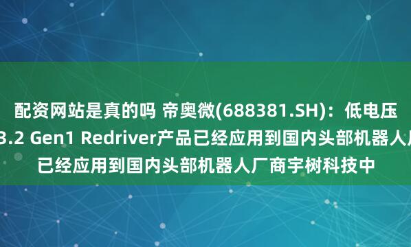 配资网站是真的吗 帝奥微(688381.SH)：低电压/超低功耗USB3.2 Gen1 Redriver产品已经应用到国内头部机器人厂商宇树科技中