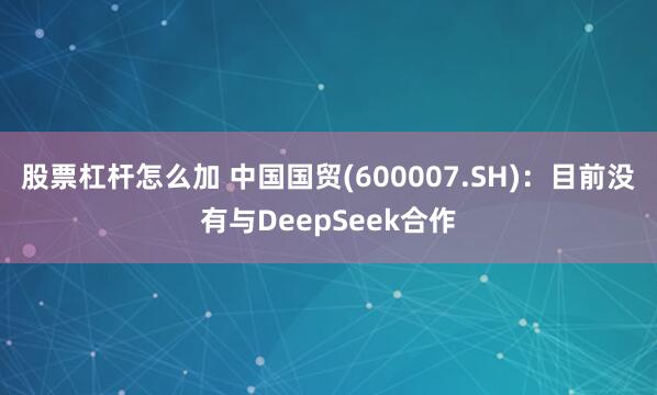 股票杠杆怎么加 中国国贸(600007.SH)：目前没有与DeepSeek合作